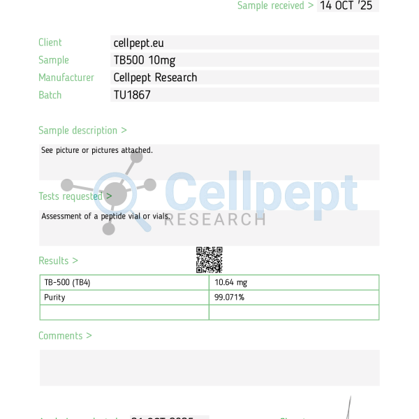 Janoshik Certificate of Analysis