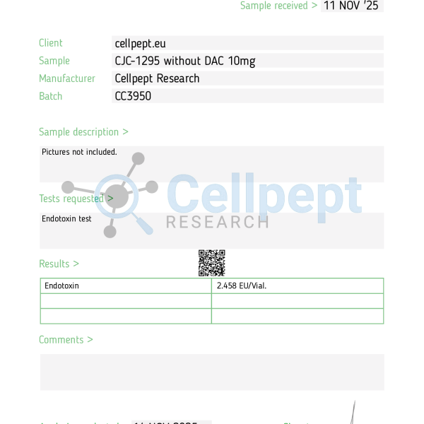 Janoshik Purity lab results