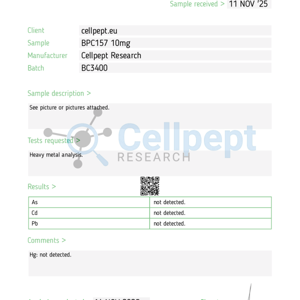 BPC157 heavy metals